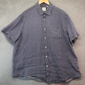 Baird McNutt Murano Linen Men XL Blue Geometric S/S Button